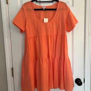 Short sleeve orange/peach dress, women's, size M